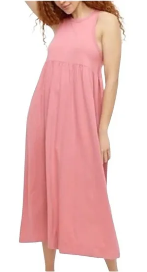 J.Crew Knit Cutaway Tank Maxi Dress in a faded dusty pink shade. thumbnail 1