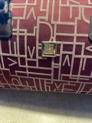Diane Von Furstenberg Burgundy Monogram Travel Duffel with Dark Brown Trim thumbnail 2