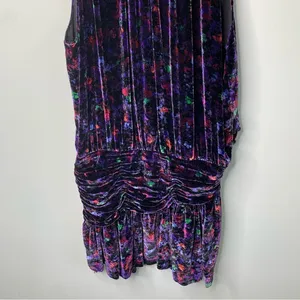 Ramy Brook silk velvet velour floral‎ Dolores halter mini dress size 14 party thumbnail 5