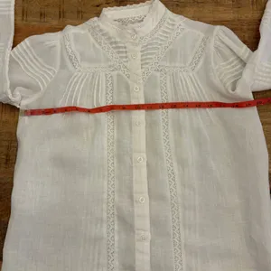 The Shirt Rochelle Behrens Priya Shirt XS White Linen Top Victorian Prairie Lace thumbnail 12