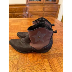 American Rag canvas and vegan suede STAR cowboy western bootie 7 thumbnail 4