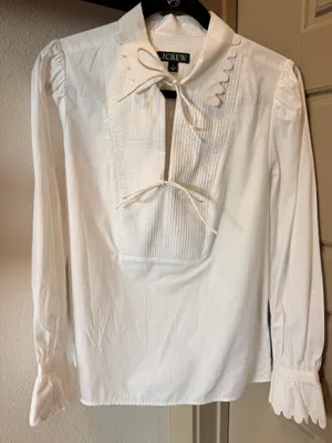 J. Crew Scallop White Top thumbnail 1