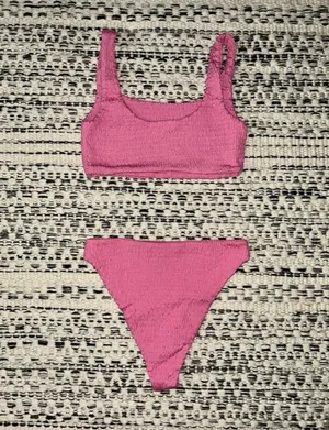 🆕 NIB Naked Wardrobe | Bubblegum Pink Smocked Bikini thumbnail 5