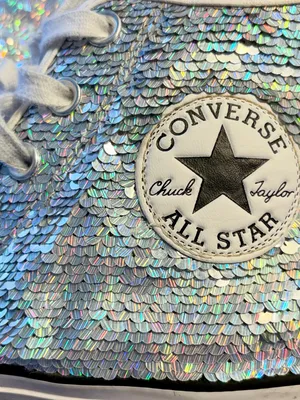 Converse Chuck Taylor All Star Silver Sequin High Tops. Rare Limited Edition. thumbnail 2