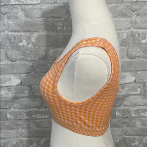 Zara Orange Checkered Crop Top Bralette thumbnail 2