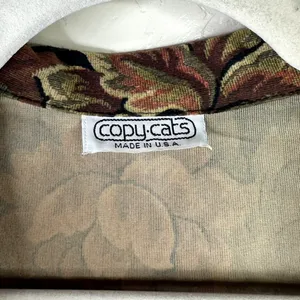 VTG Copy Cats Vintage Brown Tapestry Floral Suede Oversized Blazer Jacket Large thumbnail 6