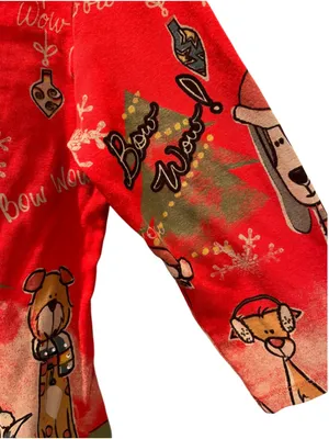 Vtg Jess & Jane Christmas Shirt Women's Medium Red Bow Wow Dogs Rhinestone Bling thumbnail 6