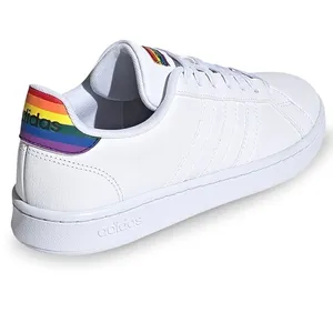 Adidas Grand Court Pride Sneakers White Rainbow Heel Women’s Size 7.5 Cloudfoam thumbnail 2