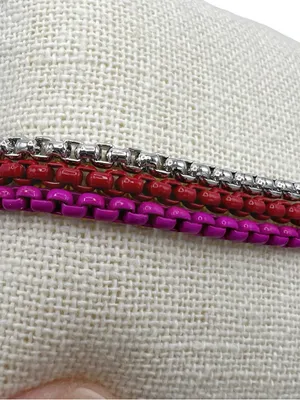 NWT On 34th 3 Piece Enamel Coated Link Bracelets Red thumbnail 2