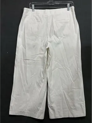Ann Taylor Size 10 White Stretch Wide Leg Crop Pants thumbnail 3