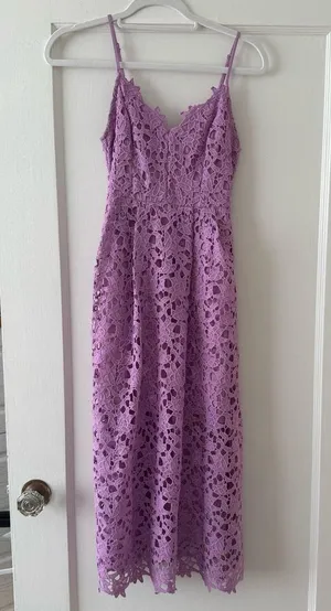 ASTR The Label Spaghetti Strap Lace Purple Midi Dress Cocktail Party Wedding XS thumbnail 2
