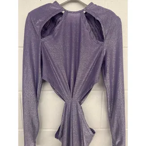 Bronx & Banco Sz M Purple Amara Lilac Cut Out Metallic Long Sleeve Maxi Dress thumbnail 5