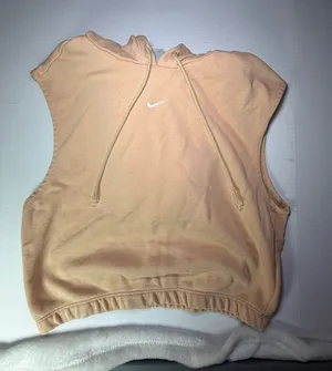Nike Sleeveless Cropped Hoodie in Peach Y2K inspired thumbnail 1
