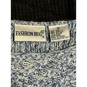 Fashion Bug Sweater Long Sleeve Size XL‎ Chunky Knit Blue/White Boat Neck thumbnail 5