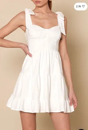 Lulus Tier-ly Delightful White Tie-Strap Tiered Bustier Mini Dress Size XS Bride thumbnail 1