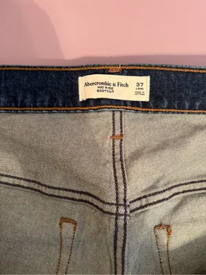Abercrombie and Fitch mid rise bootcut jeans in dark wash tall inseam thumbnail 4