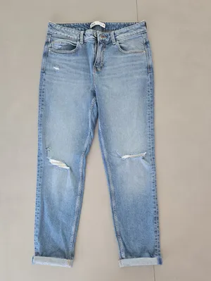 Zara Light Blue Distressed Boyfriend Jeans Size 4 thumbnail 2