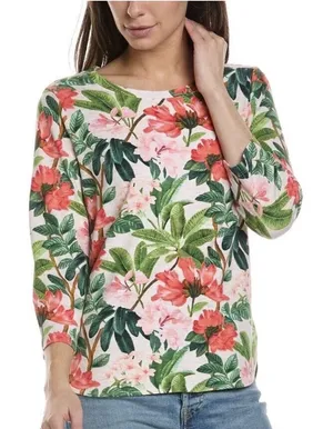 Tommy Bahama 100% Cotton Ashby Isles Faraway Blooms Knit Top S Tropical Heavenly thumbnail 1