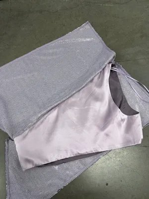 Gauge81 Moville Sequin Asymmetric Crop Top Lilac Womens Size Small thumbnail 7
