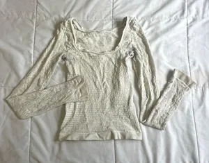 Free People Long Sleeve Lace Top thumbnail 1