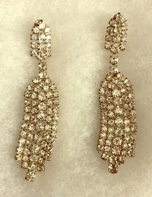 Rhinestone dangly earrings Silver thumbnail 1