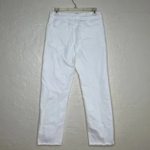Madewell Women's The '90s Straight Crop Jeans White Cone Denim Raw Hem Size 28 thumbnail 3