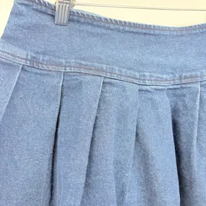 Social Collision Y2K Pleated Jean Mini Skirt Sz M Preppy Indie Academia Denim thumbnail 3