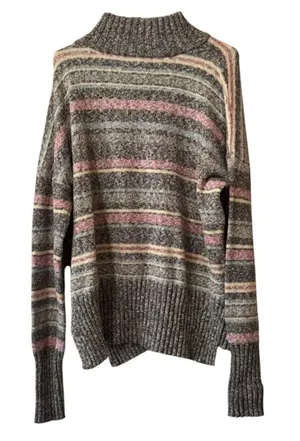 Eddie Bauer‎ Women Size XL Knit Sweater Neck Knit Striped Stretch Cotton Blend thumbnail 1