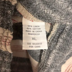 Striped Linen Blend‎ Shorts Juniors XL Grey Cream Red Coastal Beach Boho Casual thumbnail 5