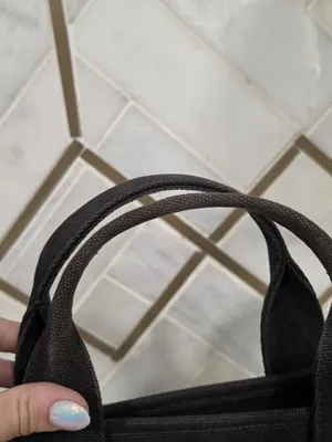 Coach Black Canvas Tote Bag With Gold Logo Spacious Interior Snap Closure Faded thumbnail 7