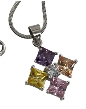 Boutique Sterling silver CZ pendant necklace. thumbnail 1