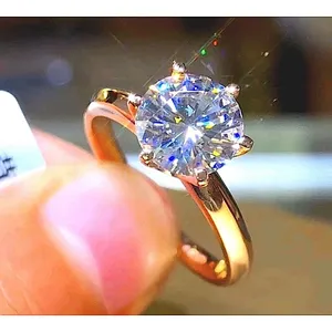 Boutique NEW 2 Ct Solitaire Simulated Diamond 14k Gold Plated S925‎ Engagement Ring thumbnail 3