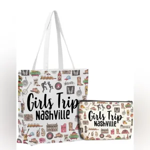 NEW!Girls Trip Nashville Canvas Tote and Pouch Set thumbnail 2