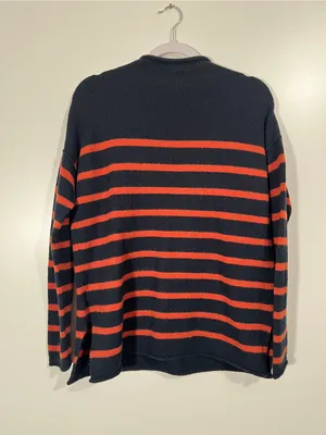 Madewell Striped Whitworth Mockneck Sweater Merino Wool Alpaca Blue Orange thumbnail 5