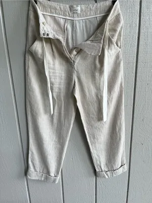 Aritzia Wilfred Linen Blend Cropped Trousers in Cream Size S thumbnail 2