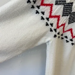 Vince Camuto Fair Isle Mock Neck Sweater Ivory Black Red Geometric Yoke 2X thumbnail 5