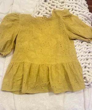 Yellow blouse top floral thumbnail 1