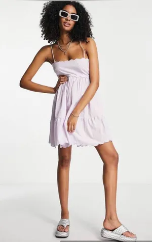 NWT ASOS Design Scallop Edge Cut Out Back Mini Dress thumbnail 1