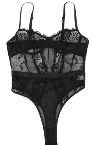 Black Sexy See Though Bodysuit Lingerie thumbnail 1