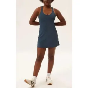 Girlfriend Collective Lola V-Neck Racerback Athletic Tennis Dress, Olympus Green thumbnail 4