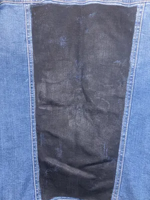 Market & Spruce Blue Denim Jacket With Black Painted Panel On Back Of Jacket Sm thumbnail 6