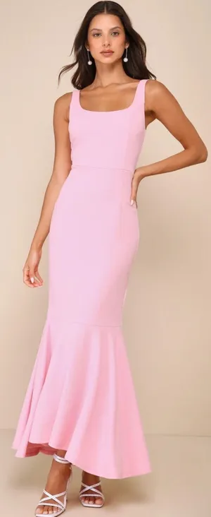 Lulus NWT Romantic Destiny Light Pink Square Neck thumbnail 1