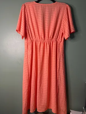 NEW Tomany Women's Size L Coral Swim Cover Up Maxi Dress Semi Sheer Beach Resort thumbnail 8
