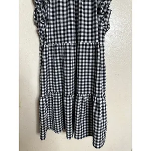 Maeve Lida Ruffled Mini Dress Size S Gingham Tiered Black White Cottagecore thumbnail 6