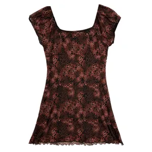 Ultra Flirt XL Brown Leopard‎ Print Mesh Short Sleeve Mini Dress Y2K Indie Alt thumbnail 7