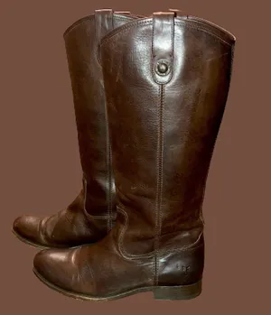 FRYE Brown Leather Mid Calf Campus Low Heel Smooth Shaft Western Boots Sz 9 thumbnail 2