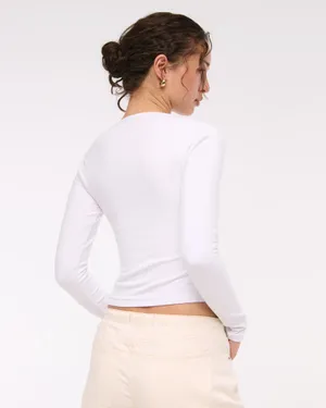 Abercrombie and Fitch White Long Sleeve Top thumbnail 2