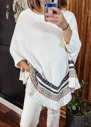 ANTHROPOLOGIE X Sleeping in Snow Woodland Fair Isle Pullover Poncho Size XS/S thumbnail 1