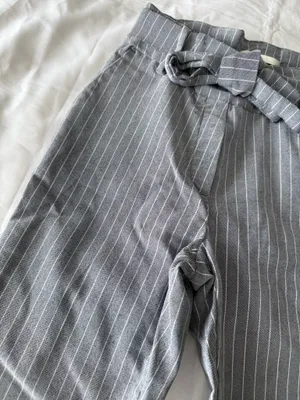 Grey Pinstripe Waist-Tie Pants thumbnail 4
