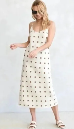 Jenni Kayne Slip Dress Caramel Dot Midi Size Small thumbnail 1
